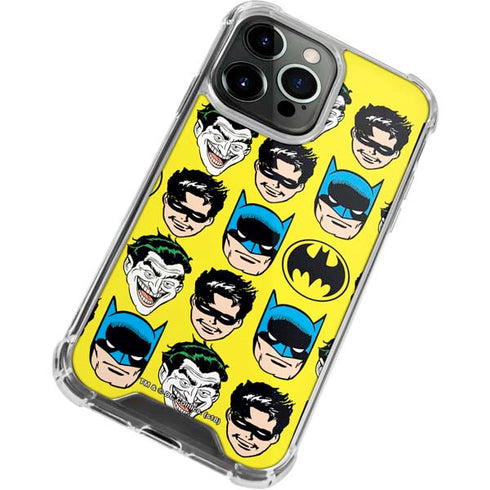 DC Comics Batman Vintage Character Pattern - Joker and Robin iPhone 14 Pro Clear Case